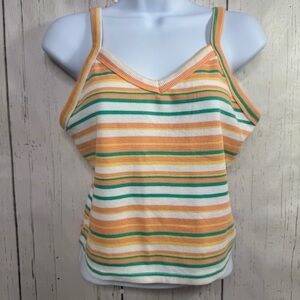 SO Womens Stripped Fitted Ribbed Tank Top Multicolor Sleeveless Summer Vacation